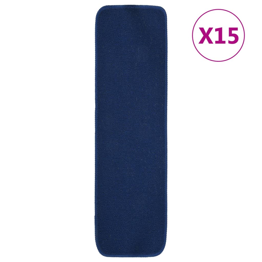skridsikre trappemåtter 15 stk. 75x20 cm rektangulær marineblå
