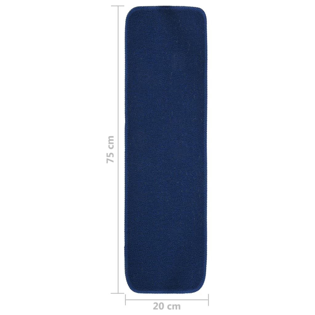 skridsikre trappemåtter 15 stk. 75x20 cm rektangulær marineblå