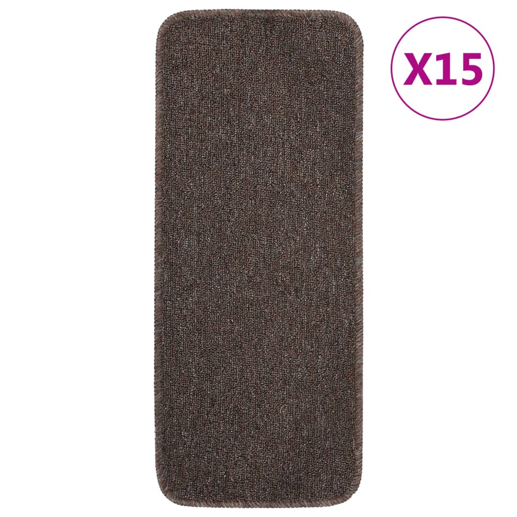 skridsikre trappemåtter 15 stk. 60x25 cm rektangulær brun