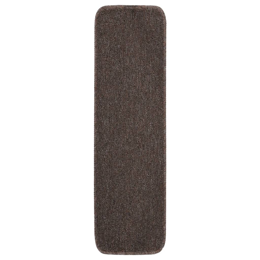 skridsikre trappemåtter 15 stk. 75x20 cm rektangulær brun