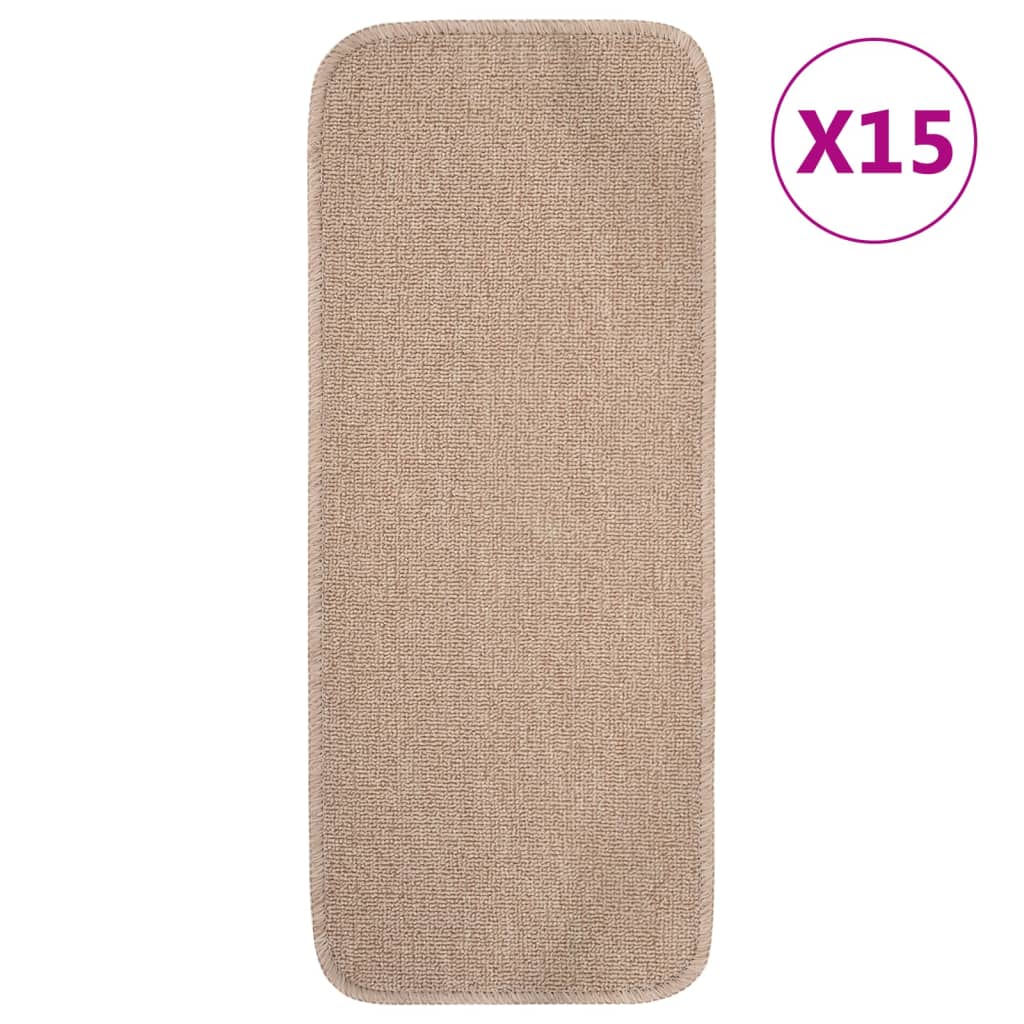 skridsikre trappemåtter 15 stk. 60x25 cm rektangulær beige