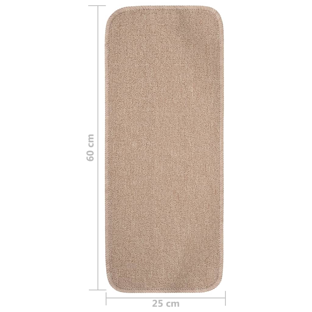 skridsikre trappemåtter 15 stk. 60x25 cm rektangulær beige