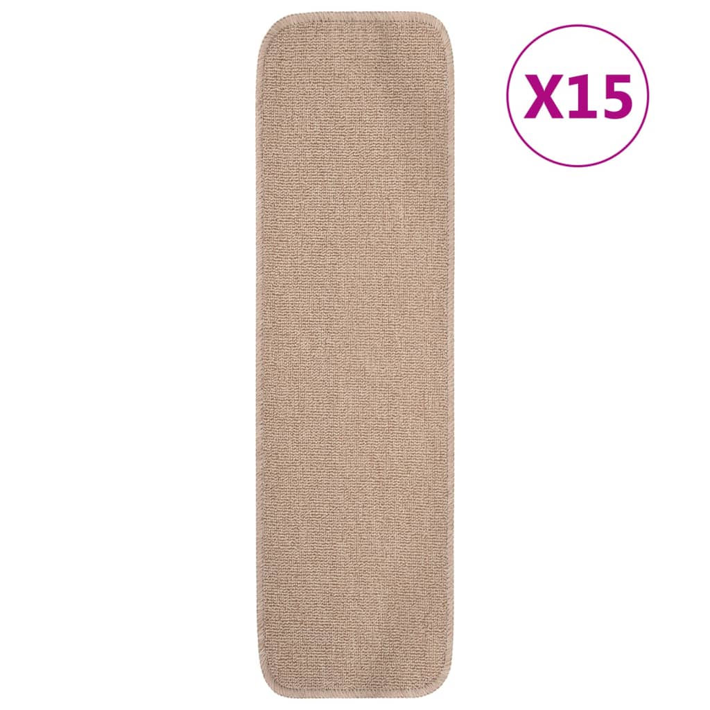 skridsikre trappemåtter 15 stk. 75x20 cm rektangulær beige