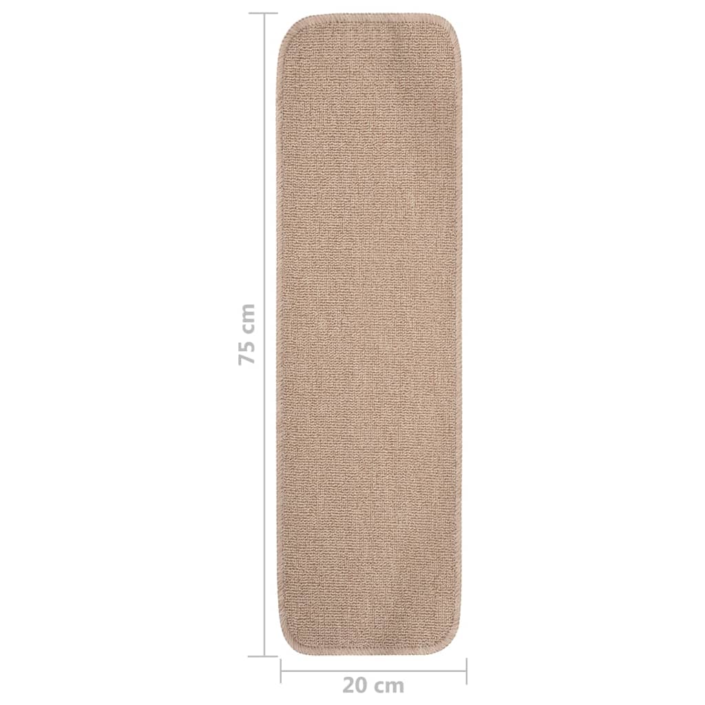 skridsikre trappemåtter 15 stk. 75x20 cm rektangulær beige