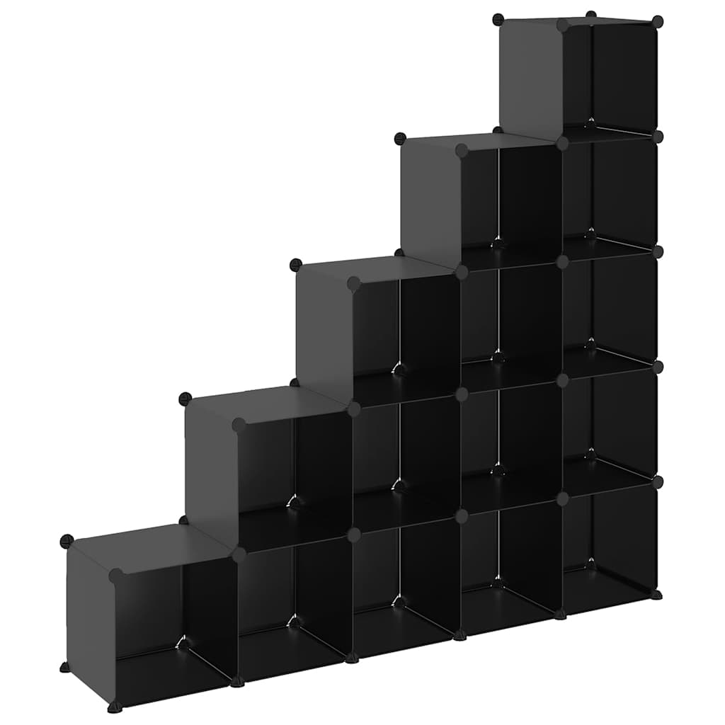 kubeformede opbevaringskasser 15 stk. PP sort