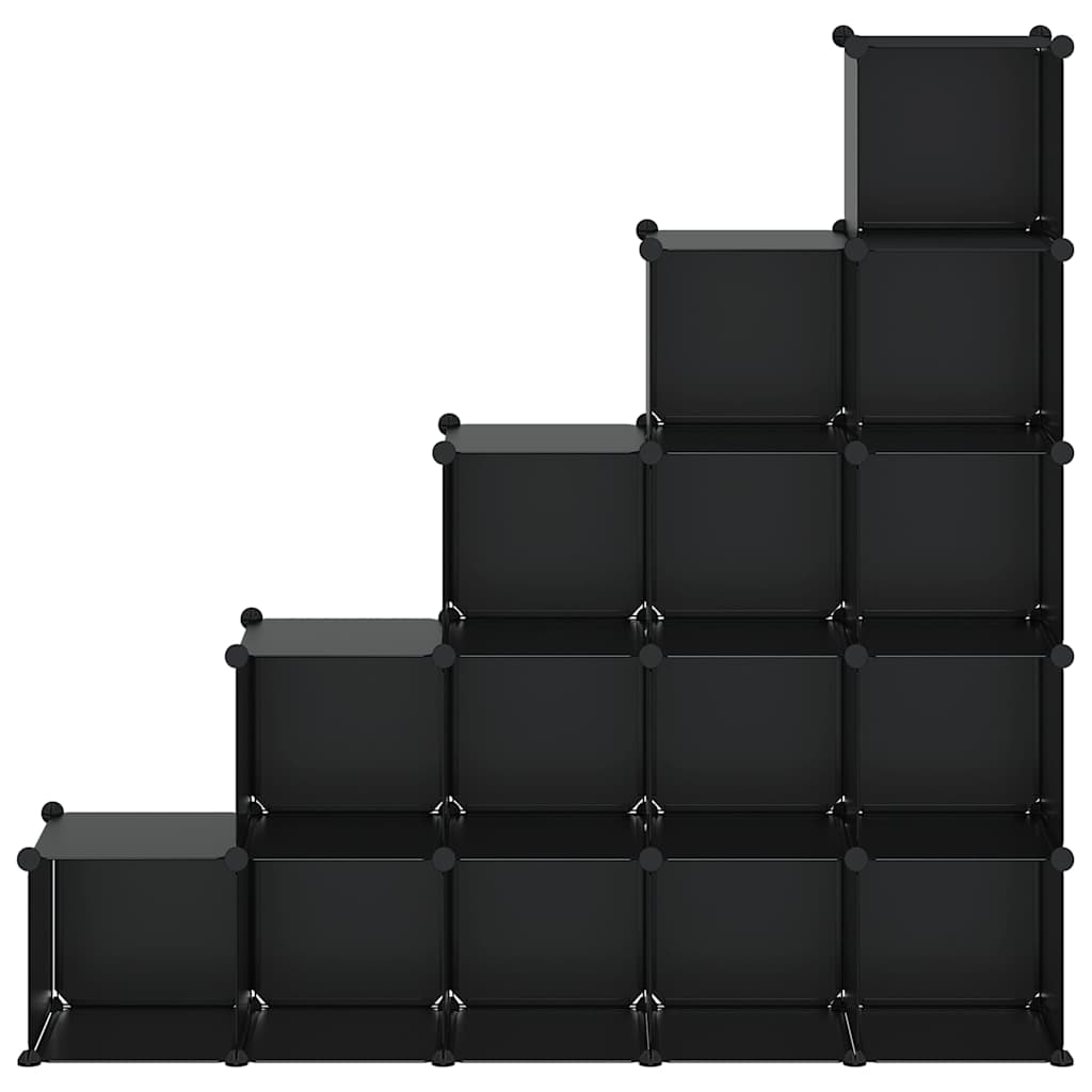 kubeformede opbevaringskasser 15 stk. PP sort
