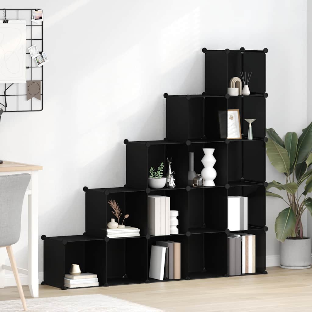 kubeformede opbevaringskasser 15 stk. PP sort