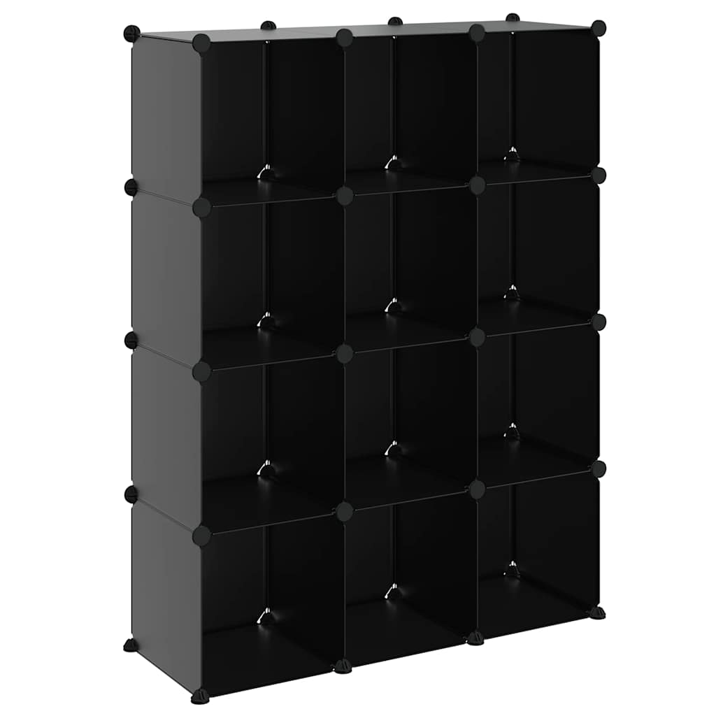 kubeformede opbevaringskasser 12 stk. PP sort