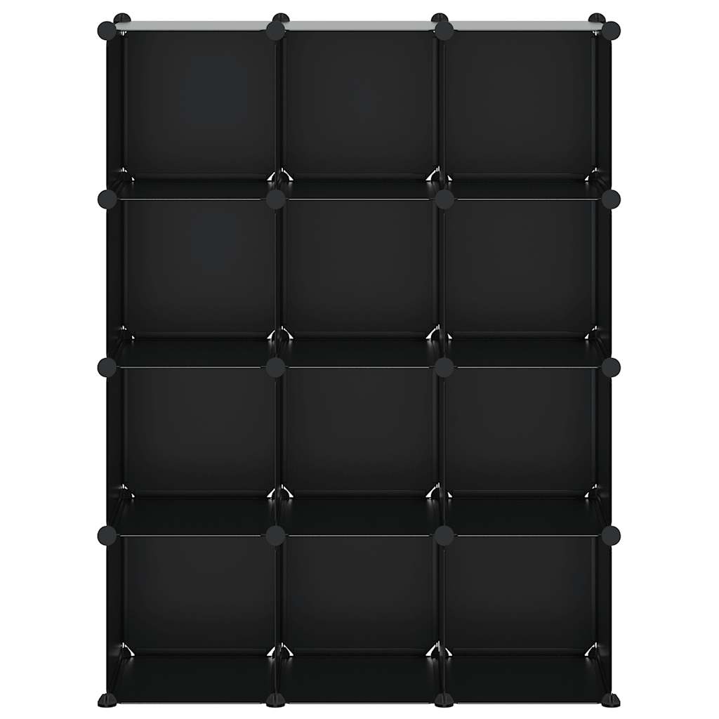 kubeformede opbevaringskasser 12 stk. PP sort