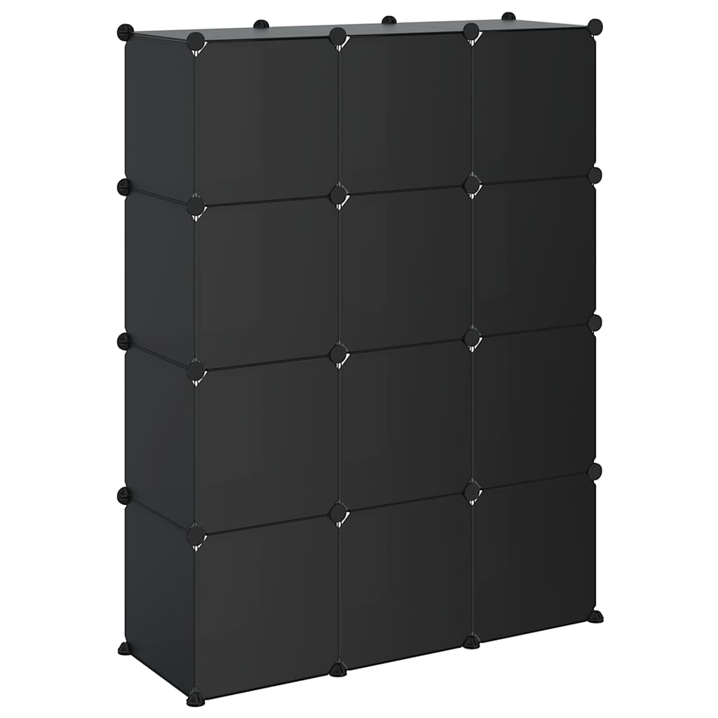 kubeformede opbevaringskasser 12 stk. PP sort