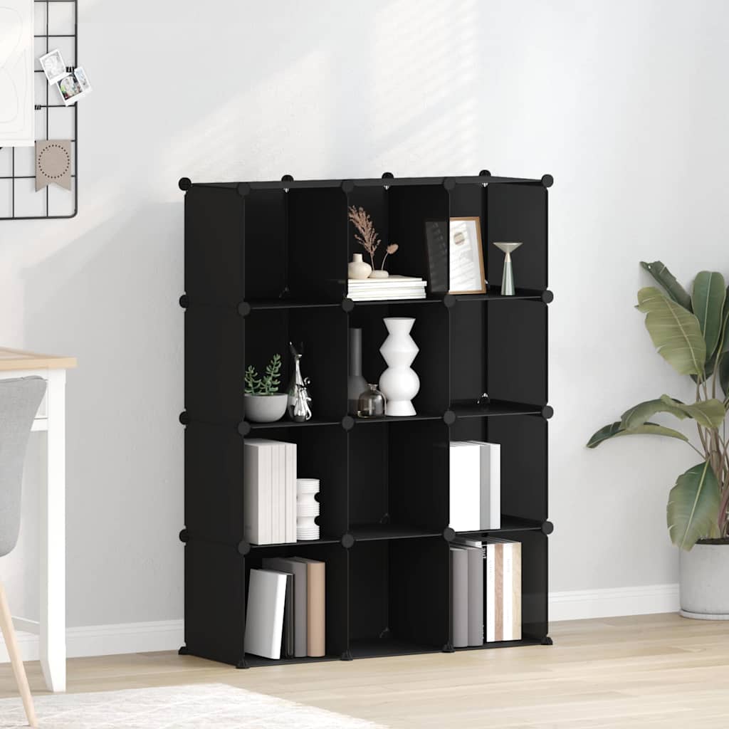 kubeformede opbevaringskasser 12 stk. PP sort