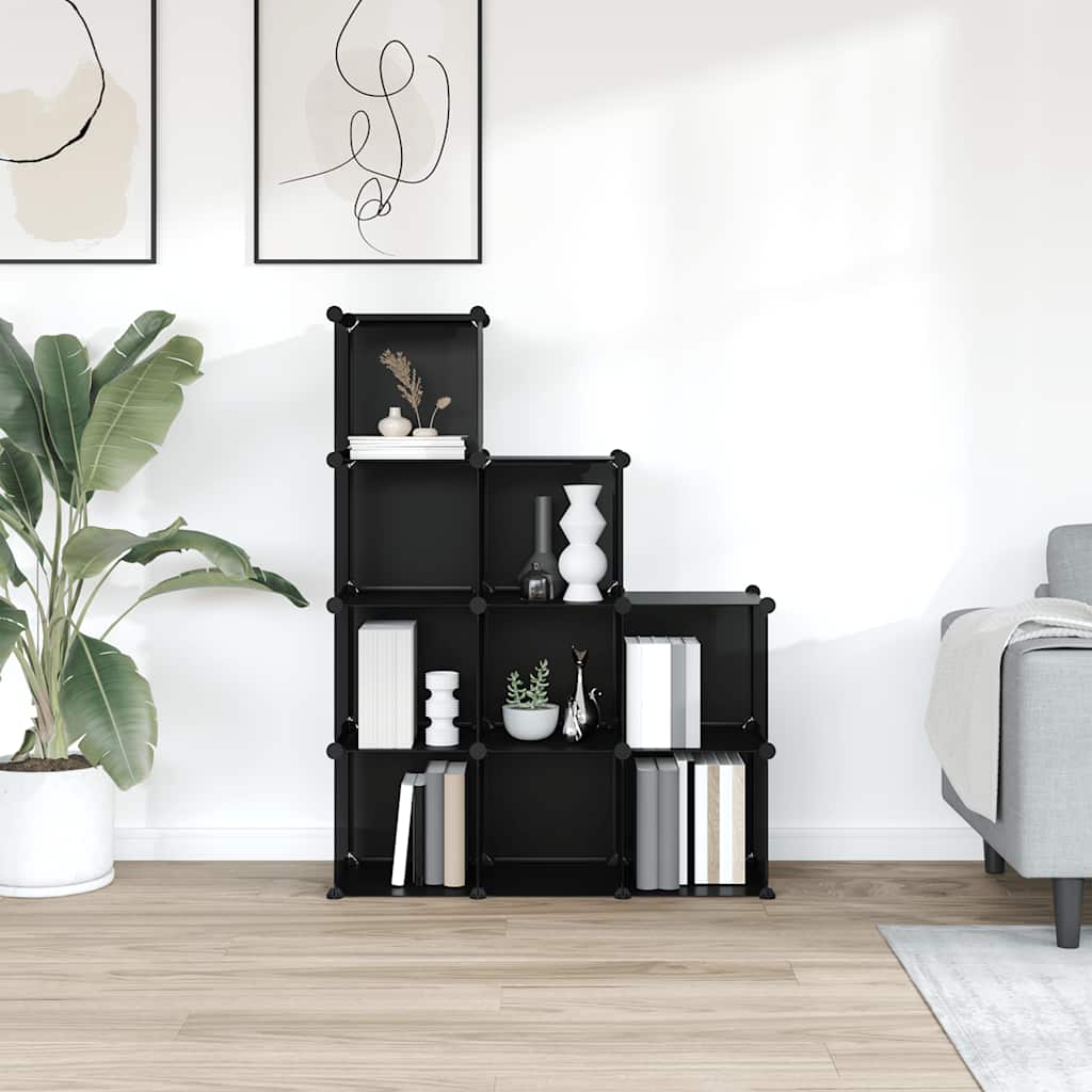 kubeformede opbevaringskasser 9 stk. PP sort