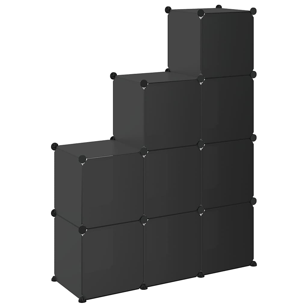 kubeformede opbevaringskasser 9 stk. PP sort
