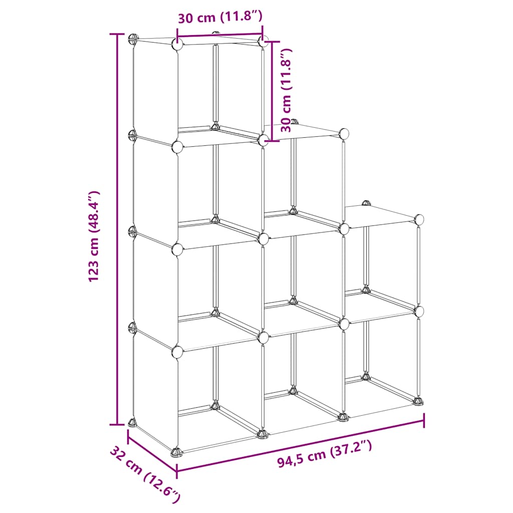kubeformede opbevaringskasser 9 stk. PP sort