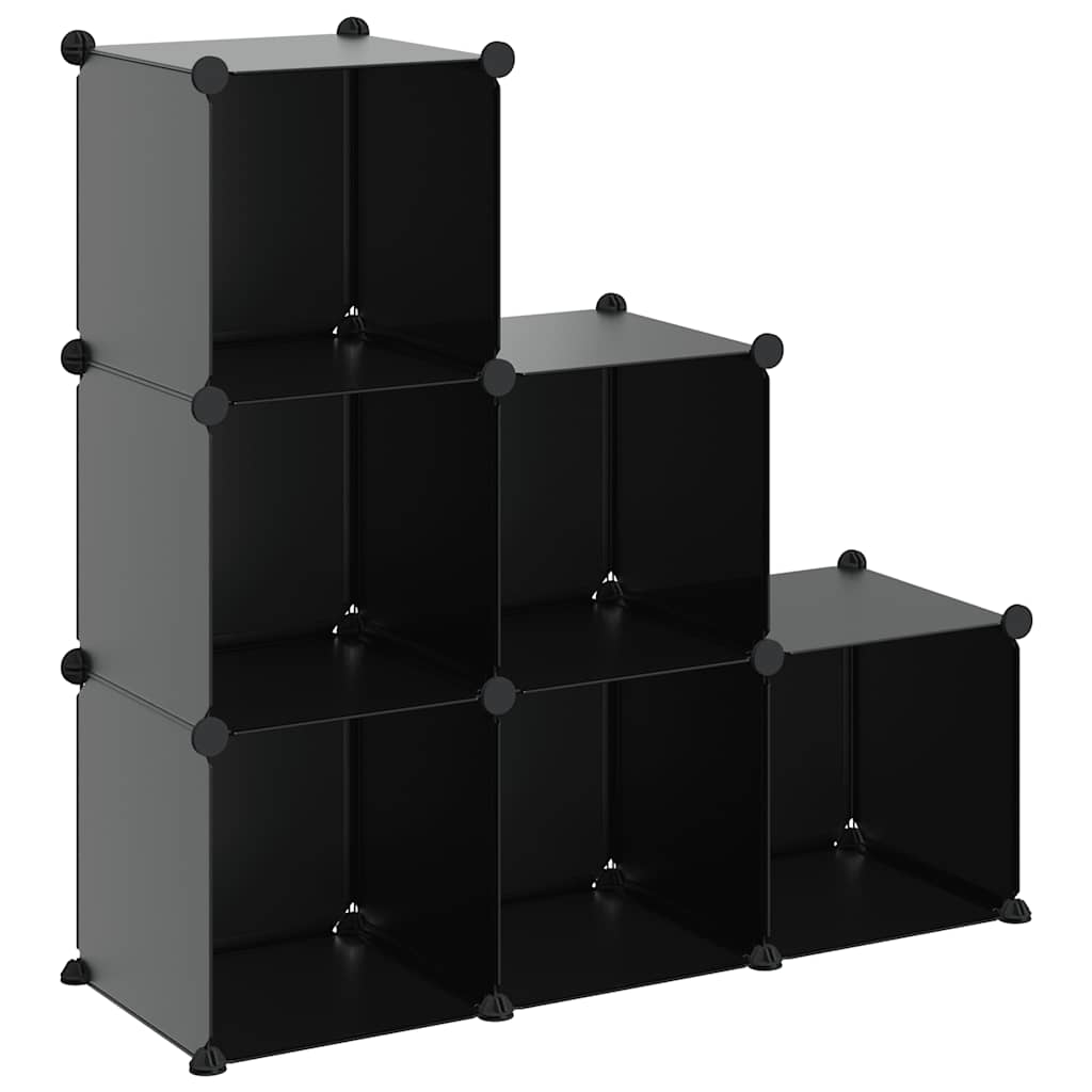 kubeformede opbevaringskasser 6 stk. PP sort