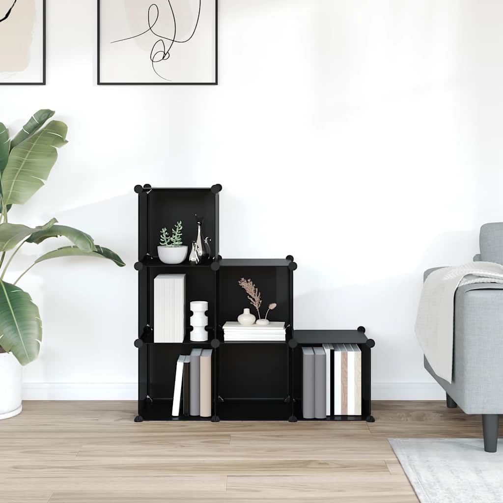 kubeformede opbevaringskasser 6 stk. PP sort