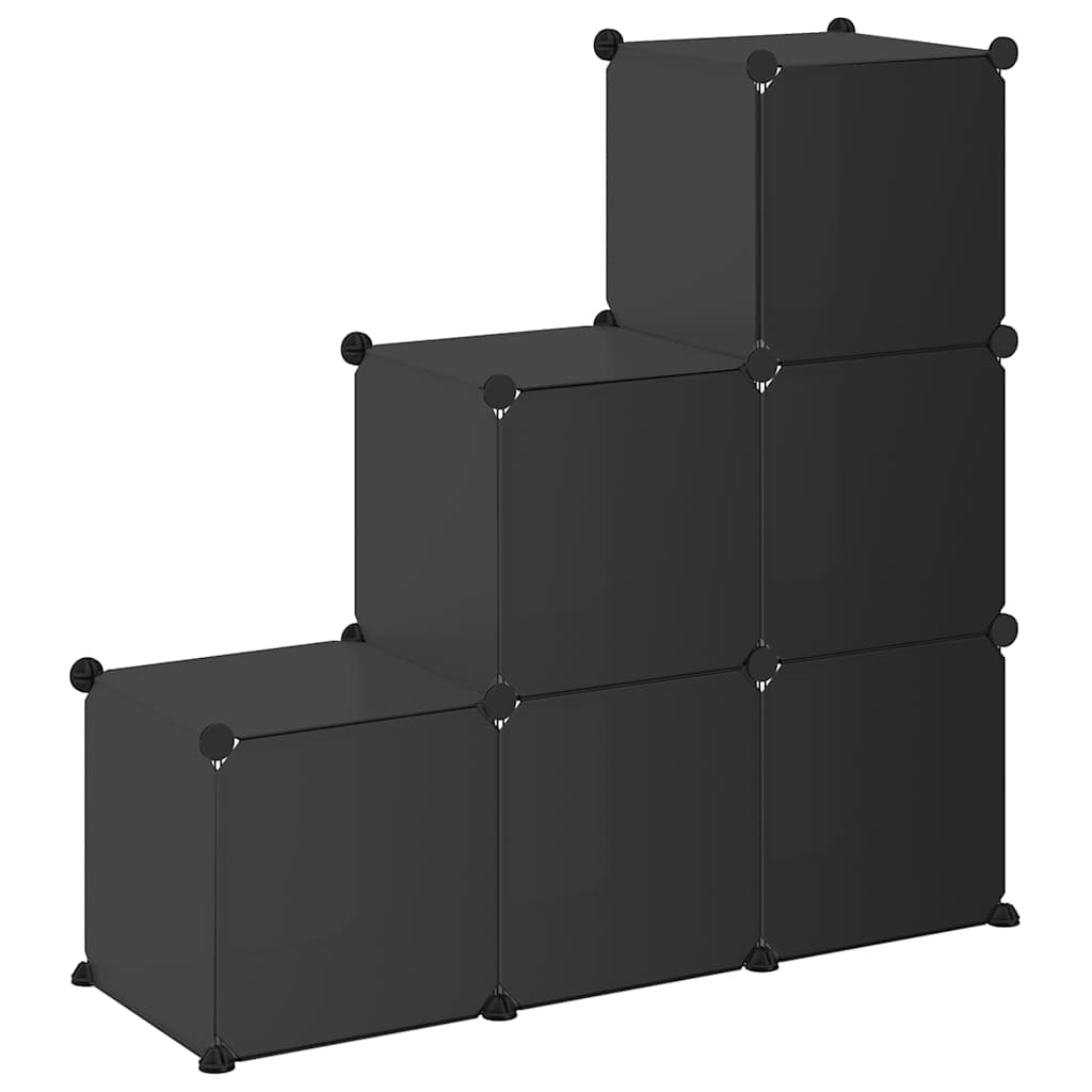 kubeformede opbevaringskasser 6 stk. PP sort
