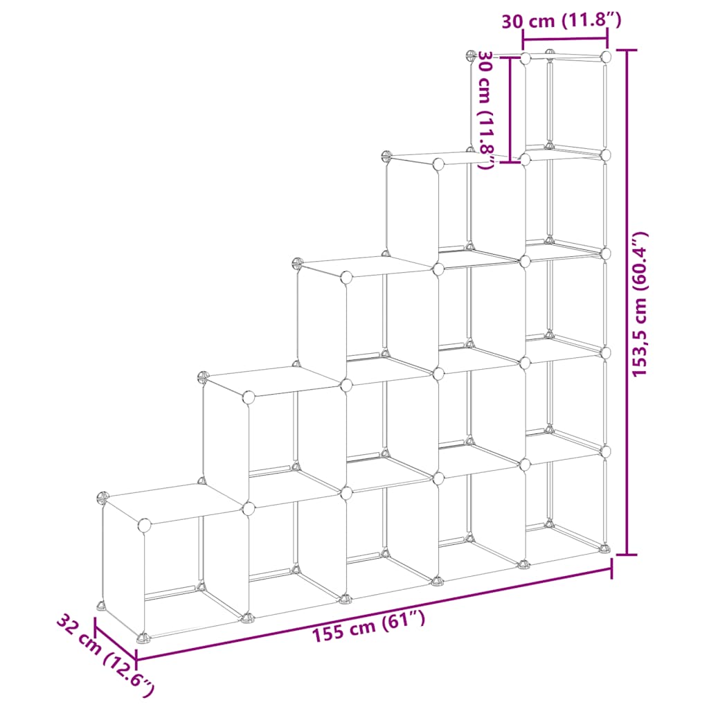 kubeformede opbevaringskasser 15 stk. PP transparent