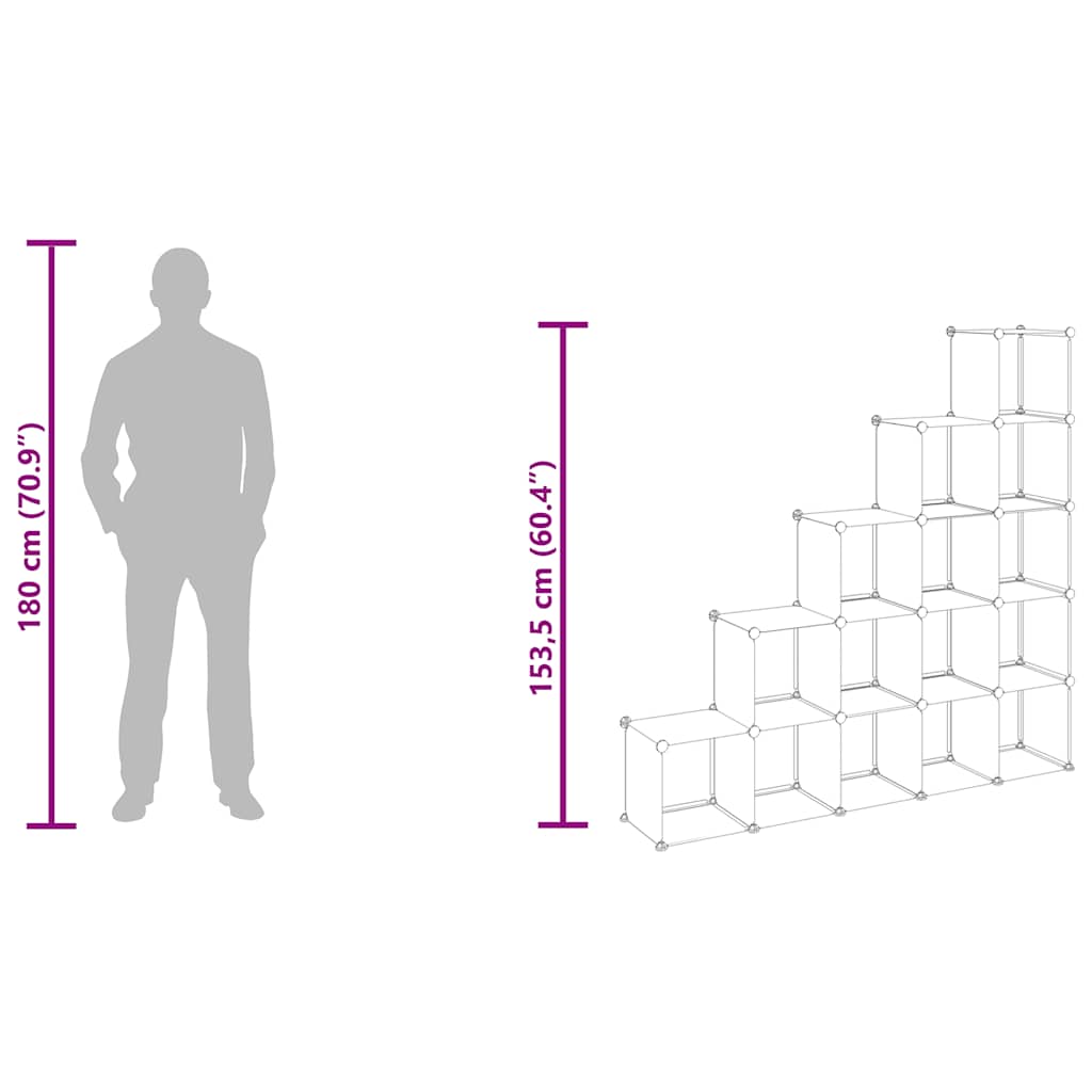 kubeformede opbevaringskasser 15 stk. PP transparent