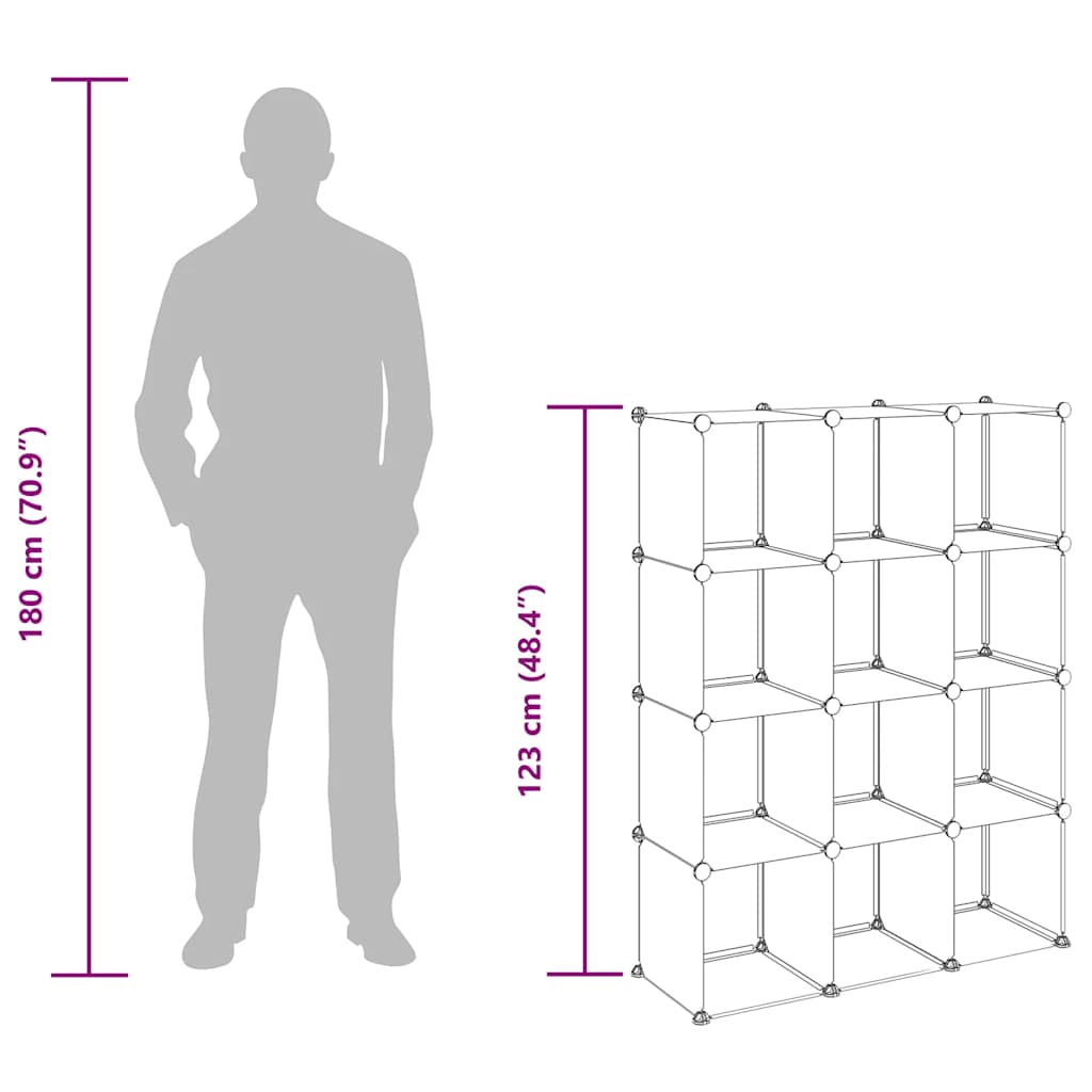 kubeformede opbevaringskasser 12 stk. PP transparent