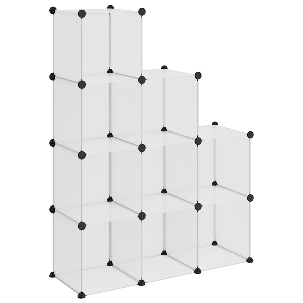 kubeformede opbevaringskasser 9 stk. PP transparent