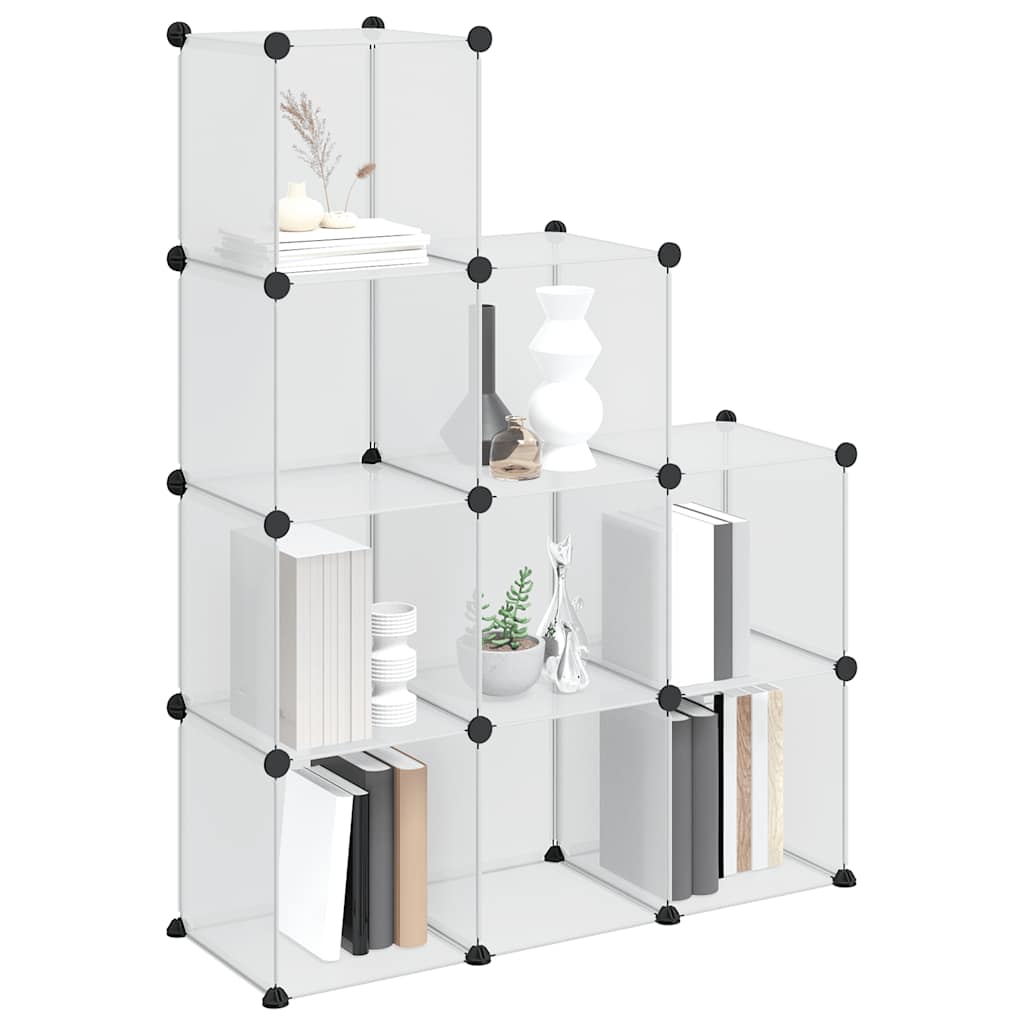 kubeformede opbevaringskasser 9 stk. PP transparent