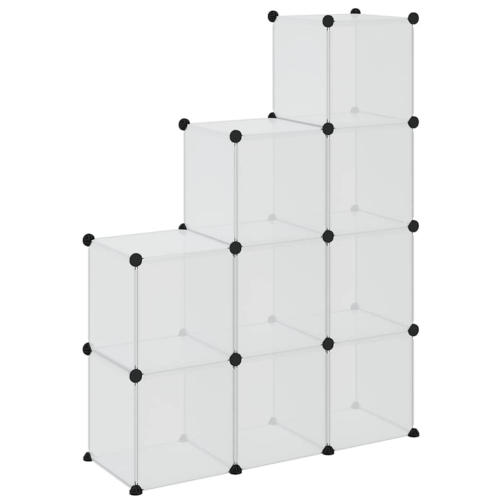 kubeformede opbevaringskasser 9 stk. PP transparent