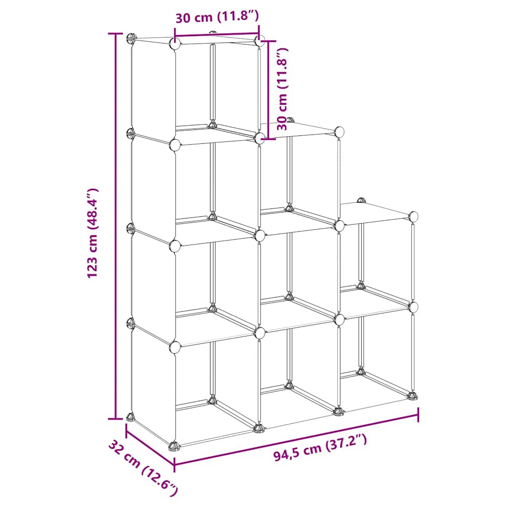 kubeformede opbevaringskasser 9 stk. PP transparent