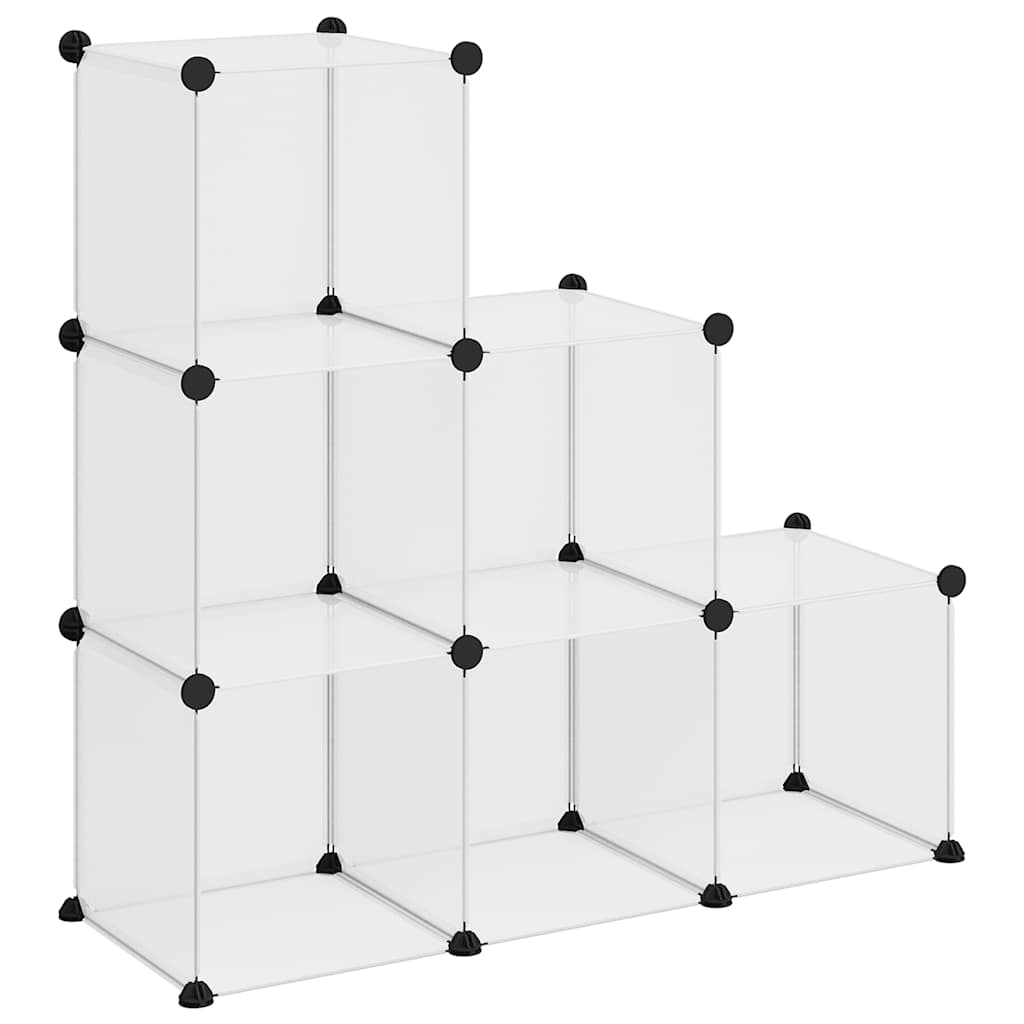 kubeformede opbevaringskasser 6 stk. PP transparent