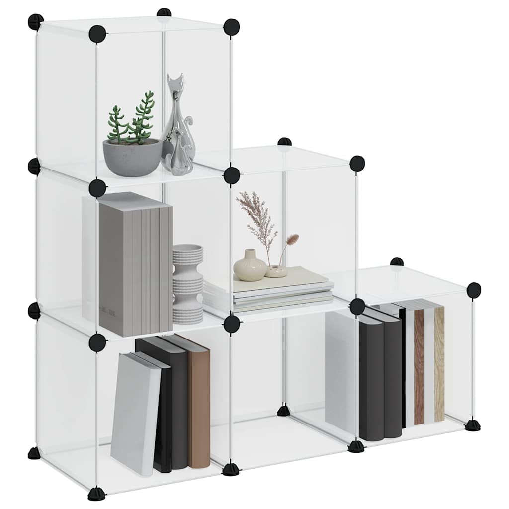 kubeformede opbevaringskasser 6 stk. PP transparent