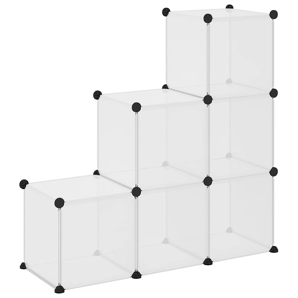 kubeformede opbevaringskasser 6 stk. PP transparent