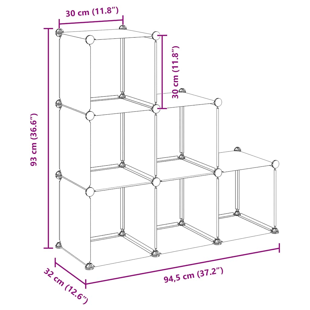 kubeformede opbevaringskasser 6 stk. PP transparent