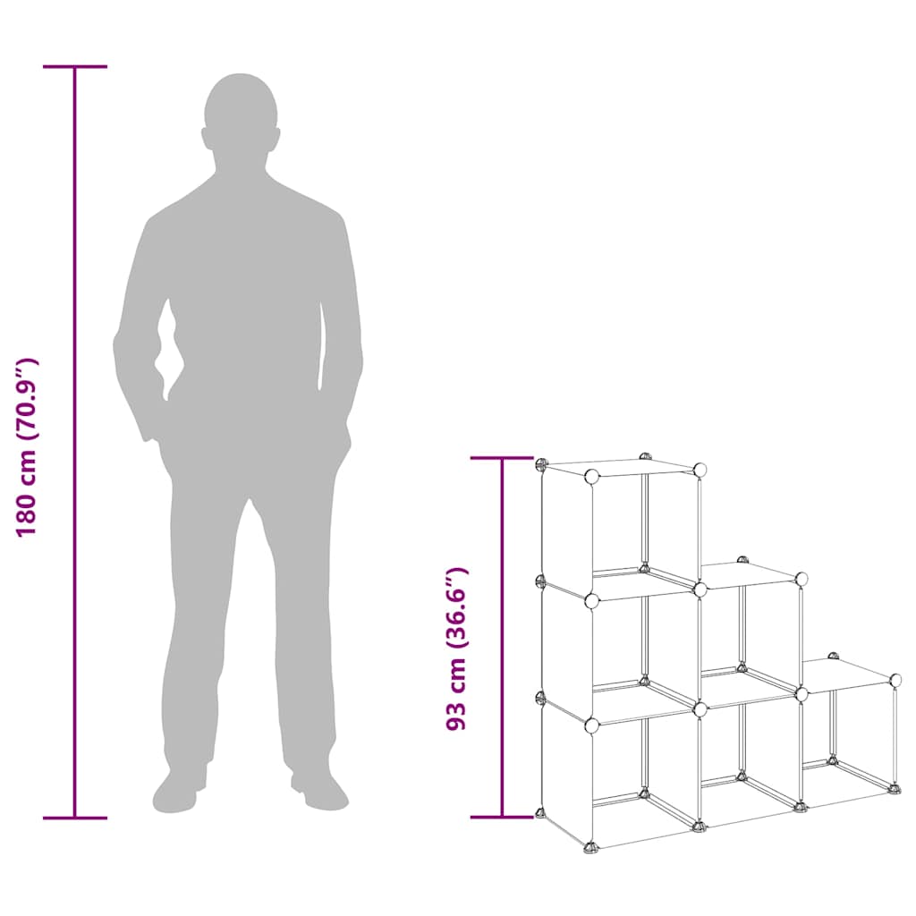 kubeformede opbevaringskasser 6 stk. PP transparent