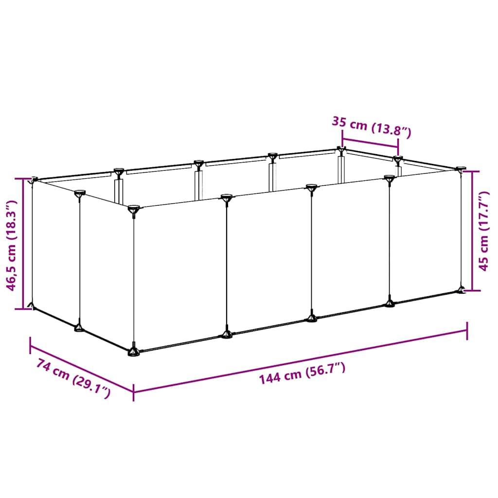 lille dyrebur 144x74x46,5 cm PP og stål transparent