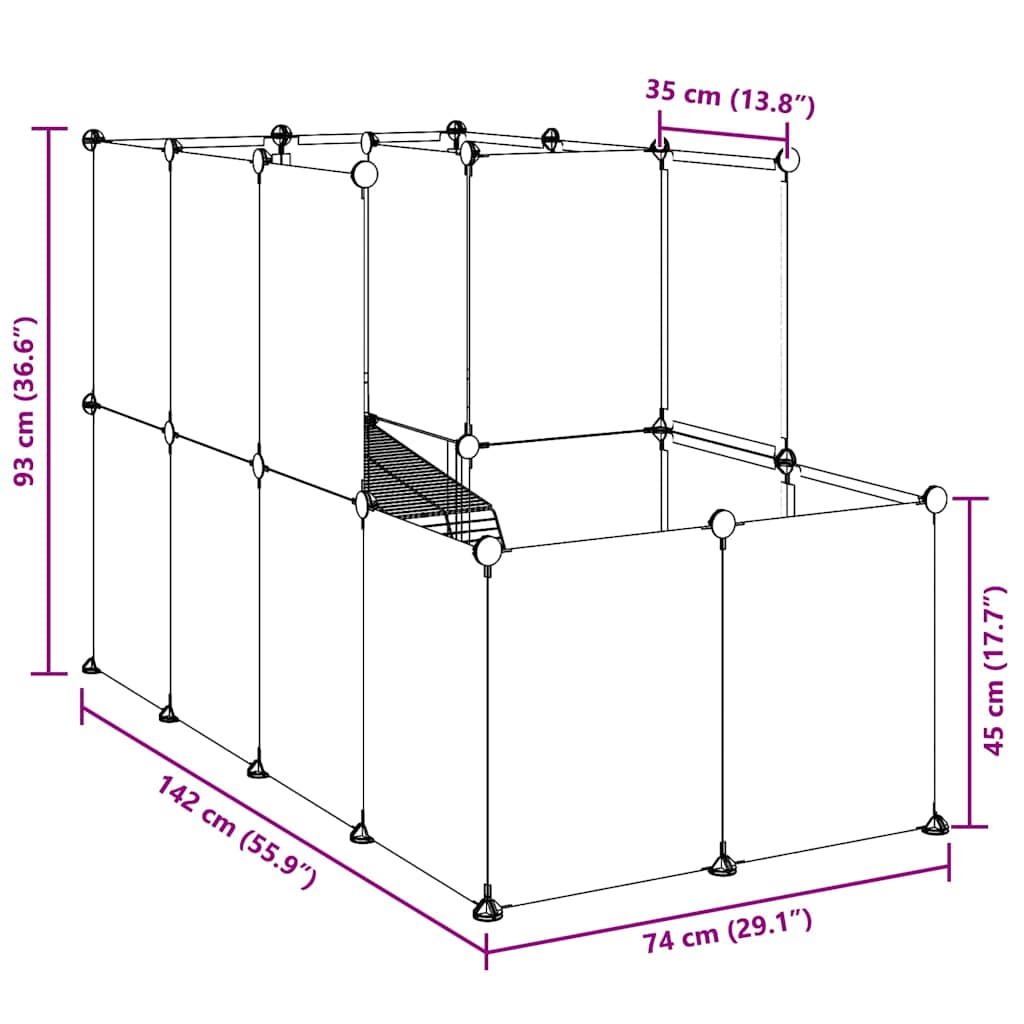 lille dyrebur 142x74x93 cm PP og stål transparent