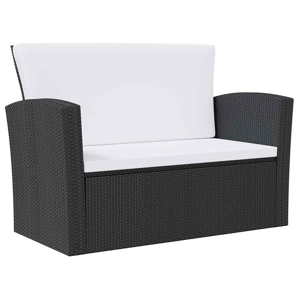 loungesæt til haven 8 dele med hynder polyrattan sort