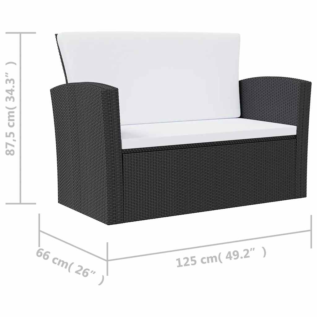 loungesæt til haven 8 dele med hynder polyrattan sort