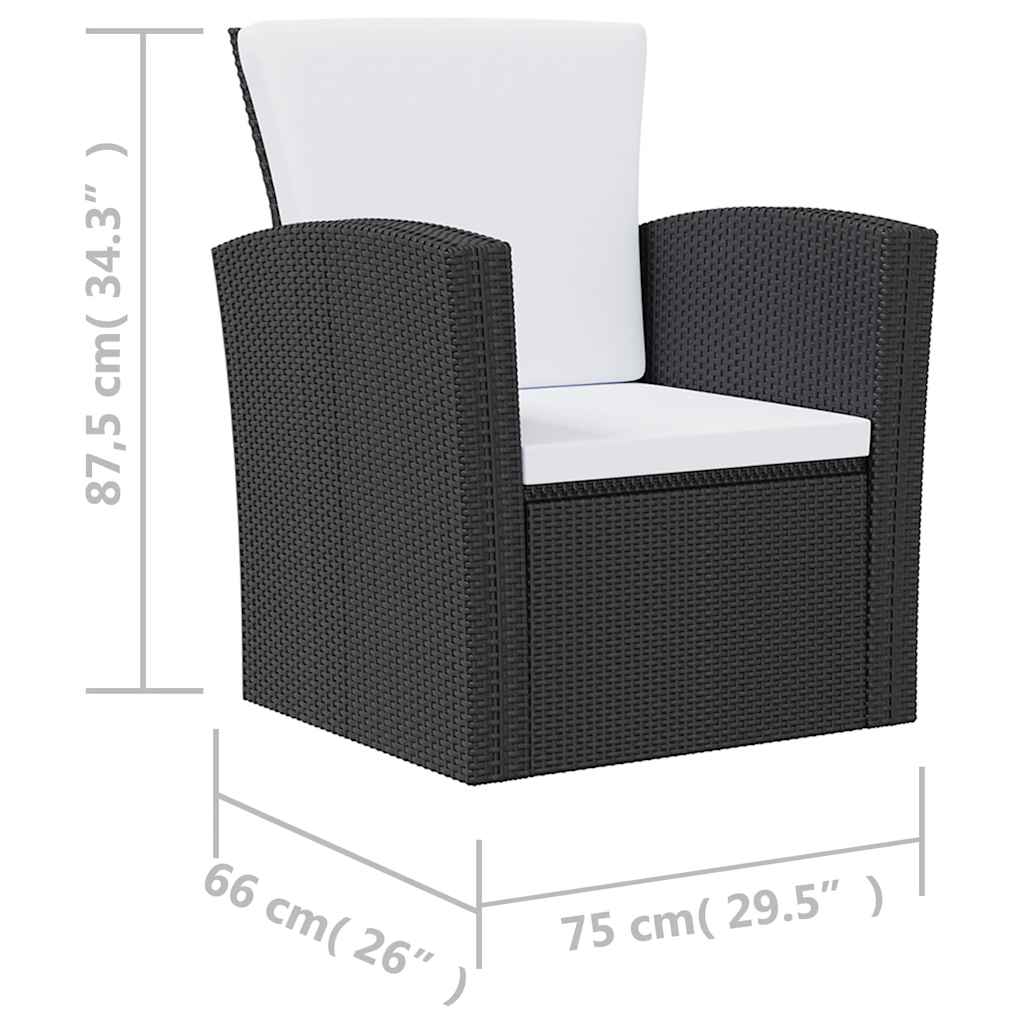 loungesæt til haven 8 dele med hynder polyrattan sort