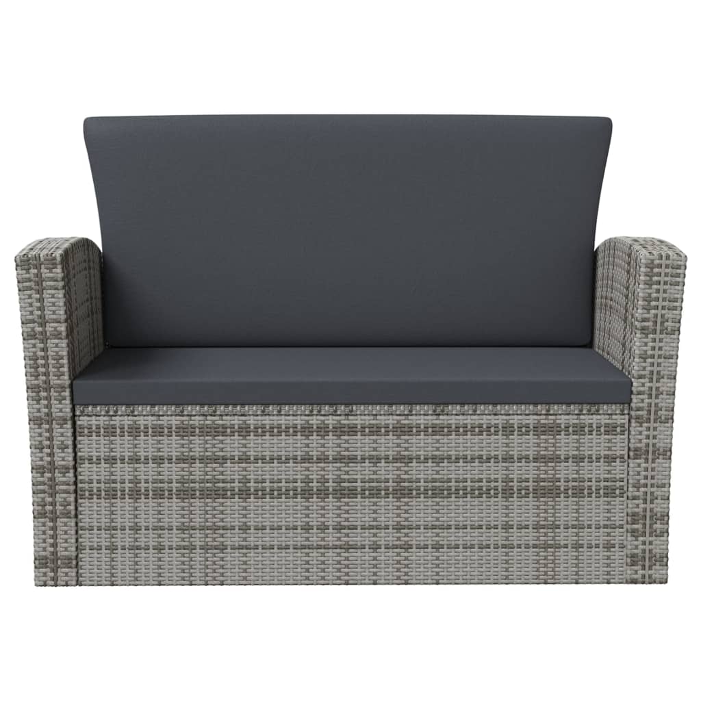 loungesæt til haven 8 dele med hynder polyrattan grå