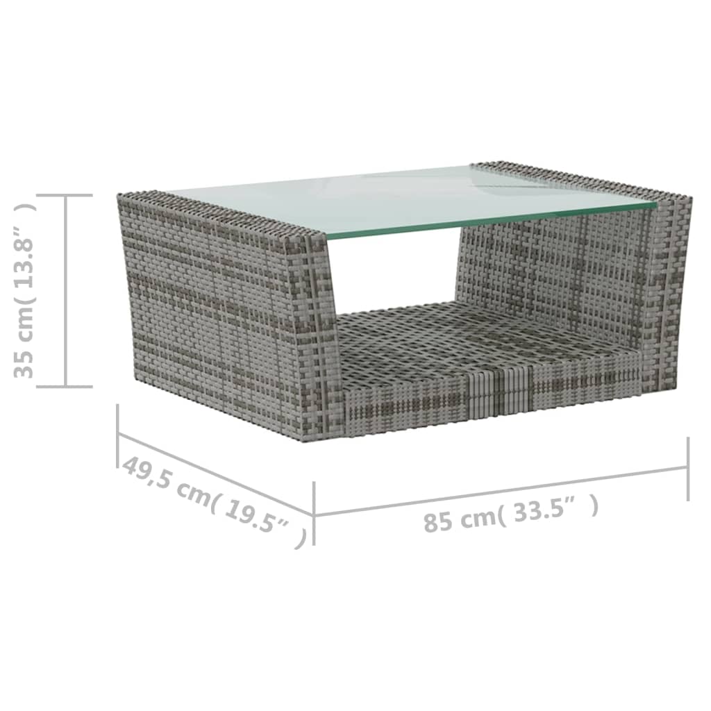 loungesæt til haven 8 dele med hynder polyrattan grå