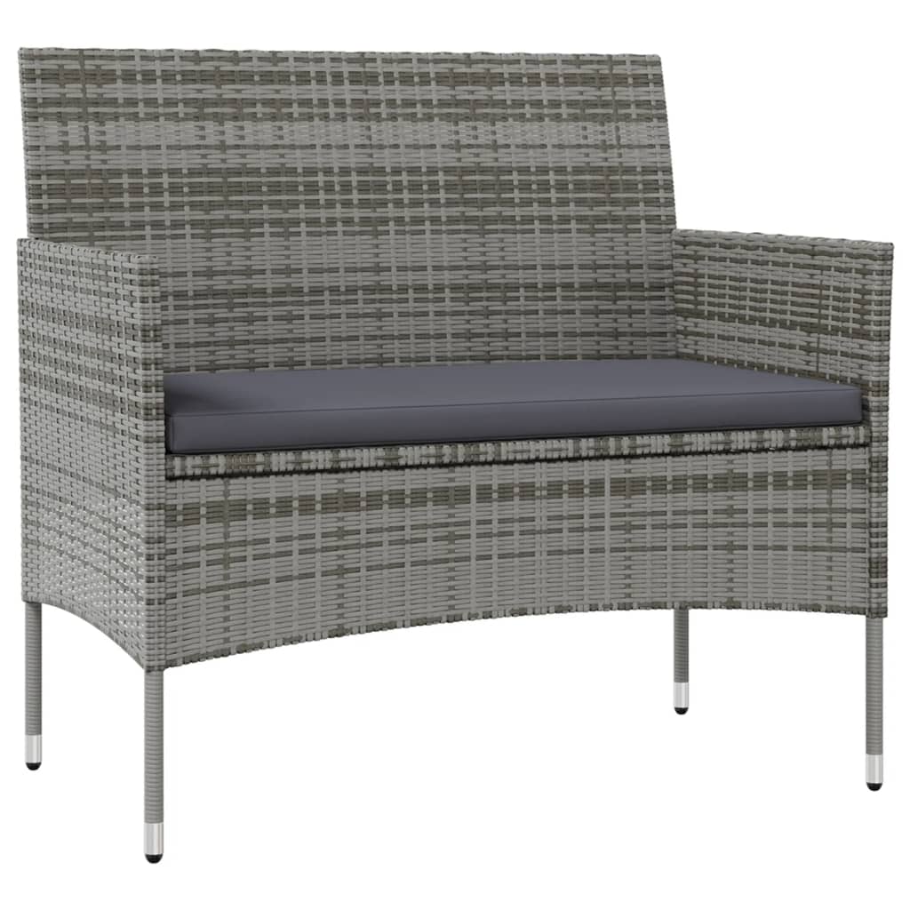 loungesæt til haven 8 dele med hynder polyrattan grå