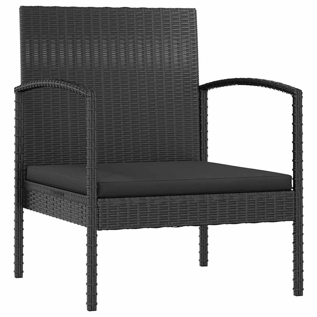 loungesæt til haven 8 dele med hynder polyrattan sort
