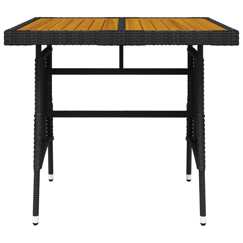 havebord 70x70x72 cm polyrattan og massivt akacietræ sort