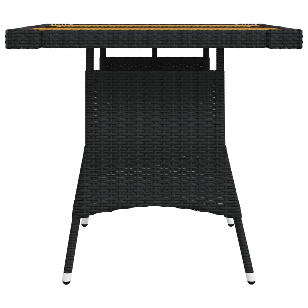 havebord 70x70x72 cm polyrattan og massivt akacietræ sort