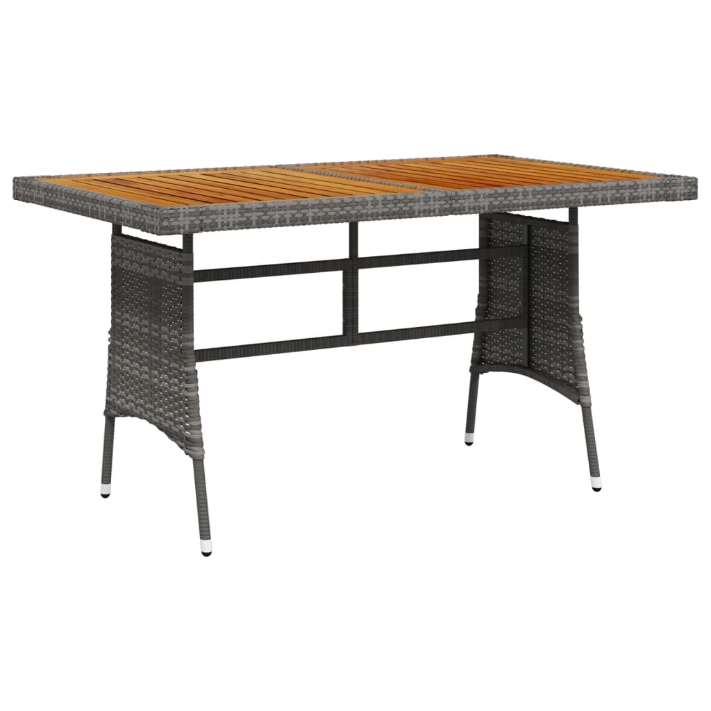 havebord 130x70x72 cm polyrattan og massivt akacietræ grå