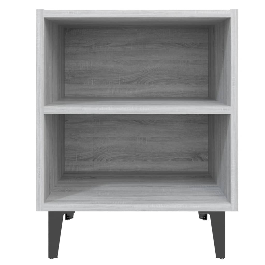 sengebord med metalben 40x30x50 cm grå sonoma-eg