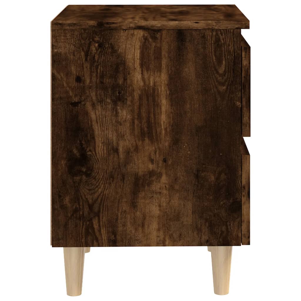 sengebord med massive træben 40x35x50 cm røget egetræsfarve