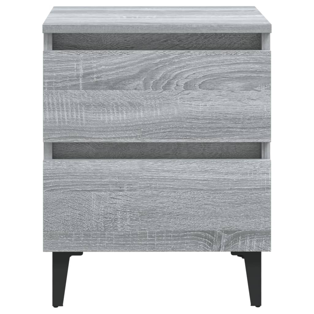 sengebord med metalben 40x35x50 cm grå sonoma-eg