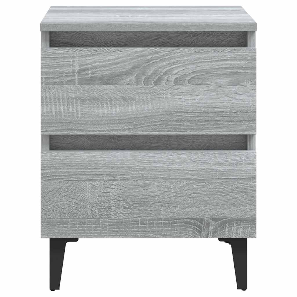 sengeborde 2 stk. med metalben 40x35x50 cm grå sonoma-eg