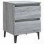 sengeborde 2 stk. med metalben 40x35x50 cm grå sonoma-eg